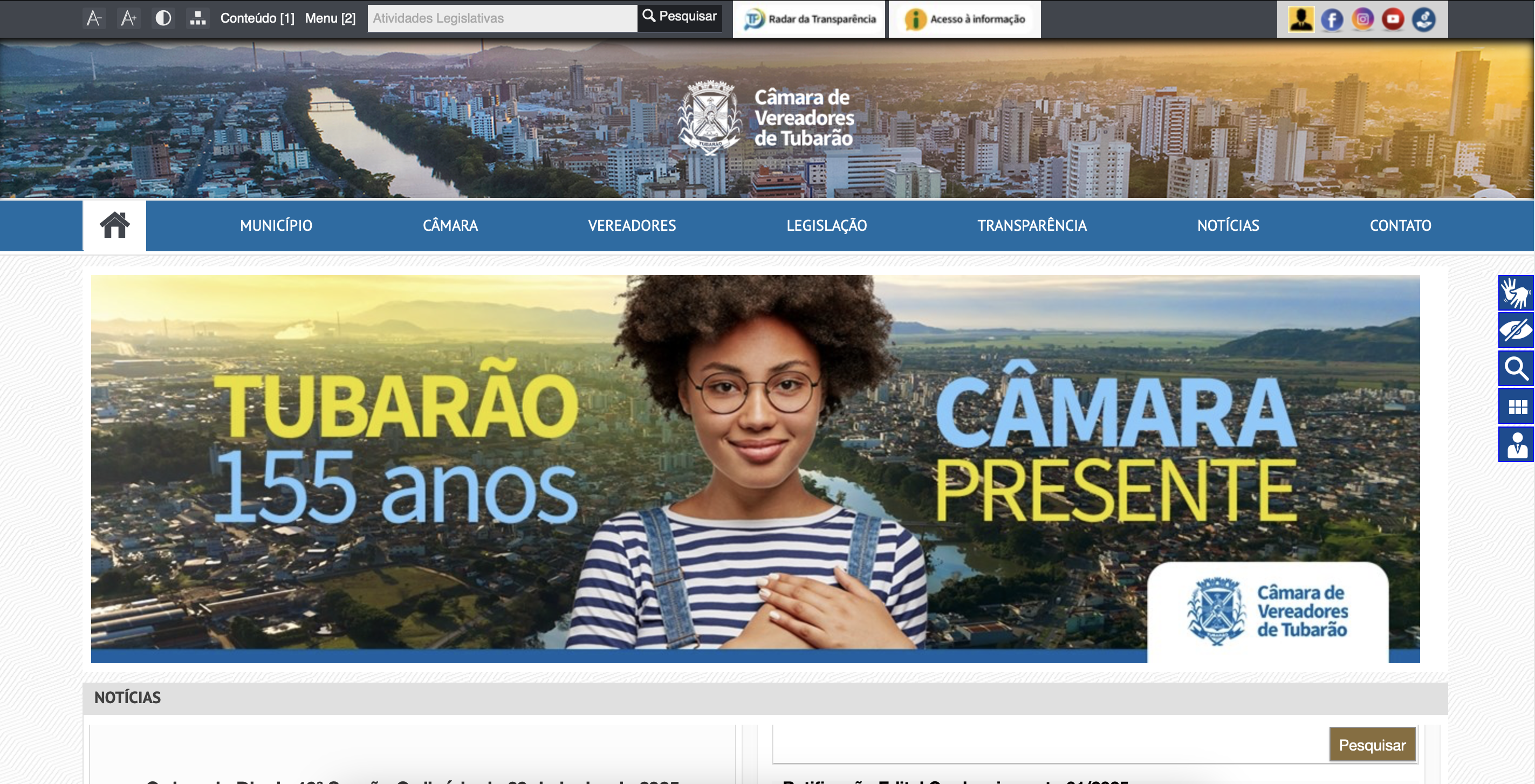 Câmara de Tubarão reformula site oficial com foco em modernização e transparência