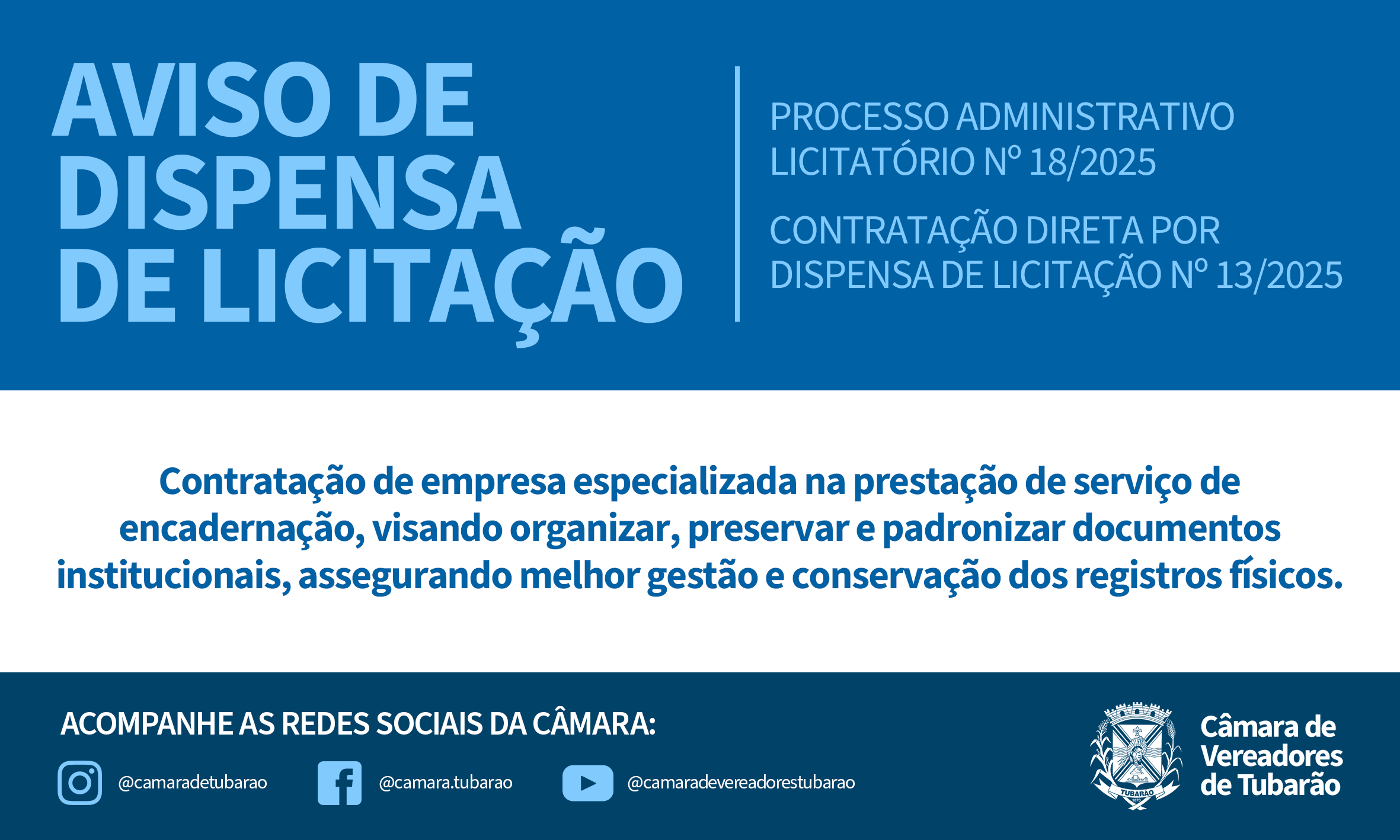 AVISO DE DISPENSA DE LICITAÇÃO – Encadernação