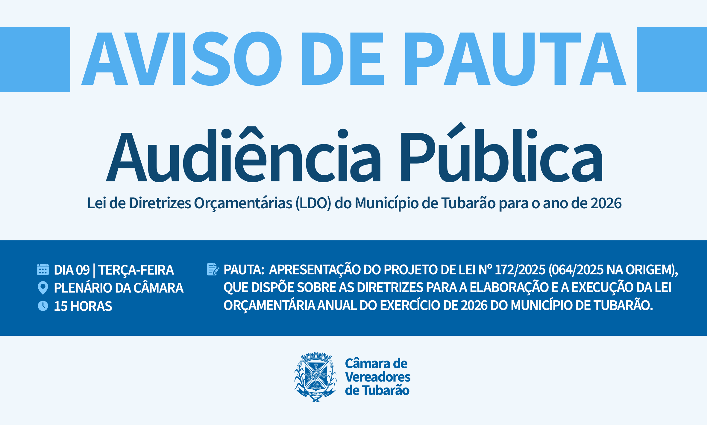 AVISO DE PAUTA – Audiência Pública LDO
