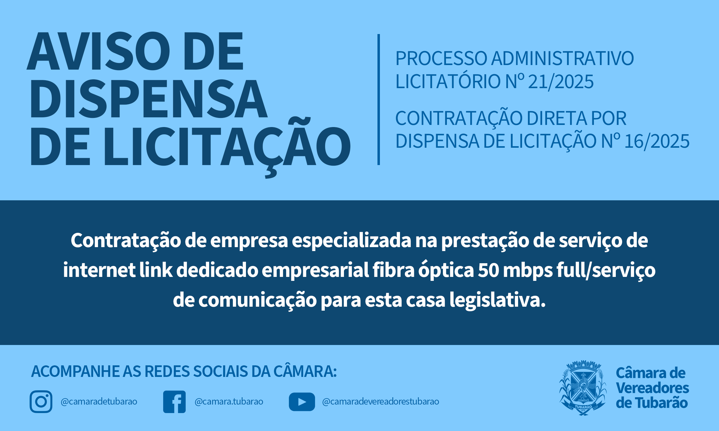 AVISO DE DISPENSA DE LICITAÇÃO – Link de internet dedicado
