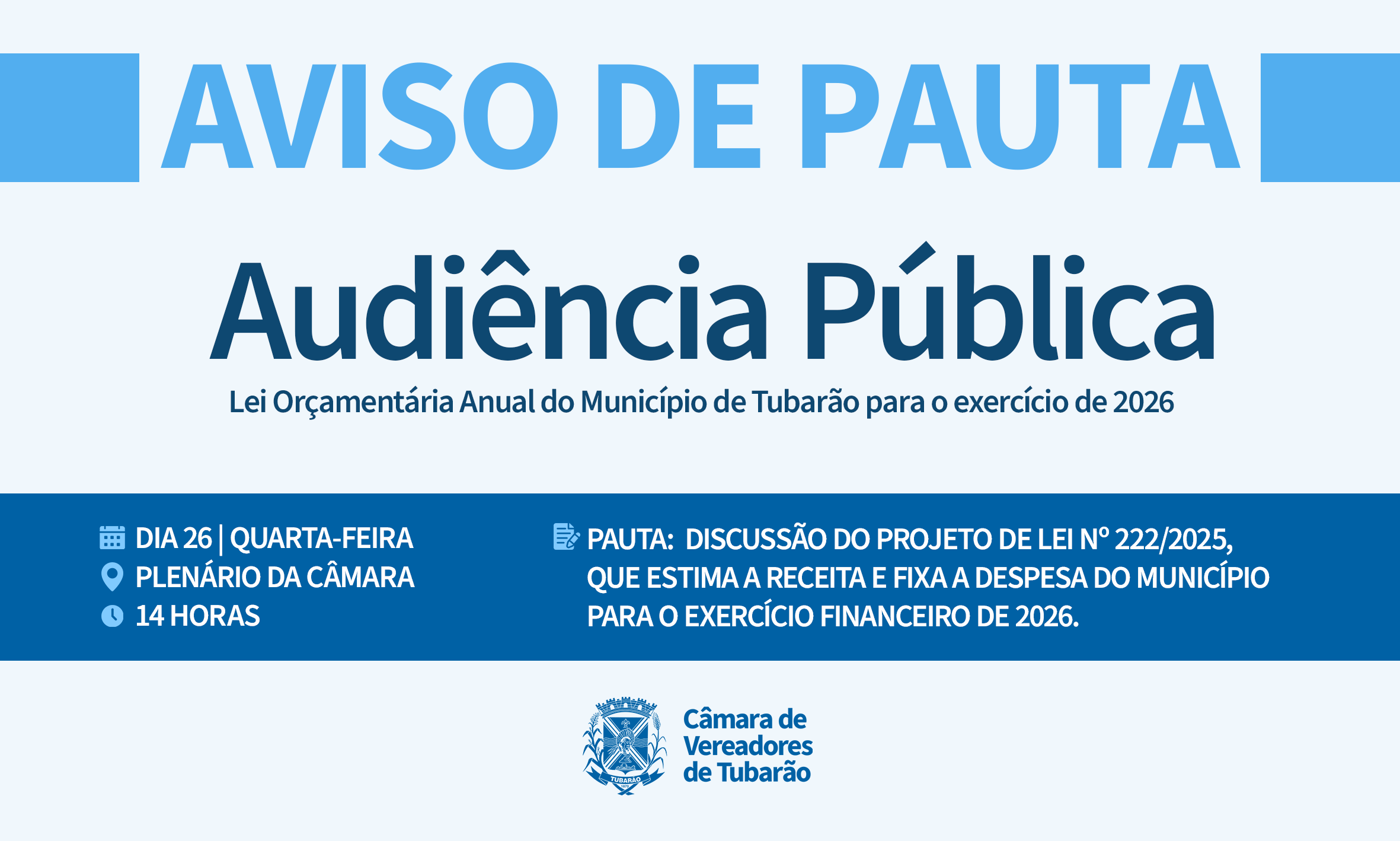 AVISO DE PAUTA – Audiência Pública LOA