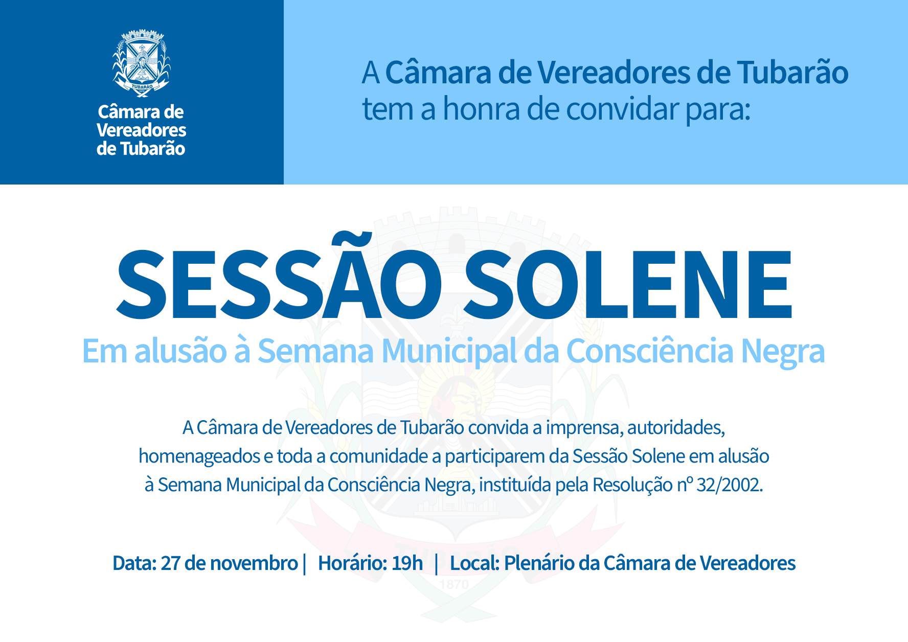 AVISO DE PAUTA – Sessão Solene Consciência Negra